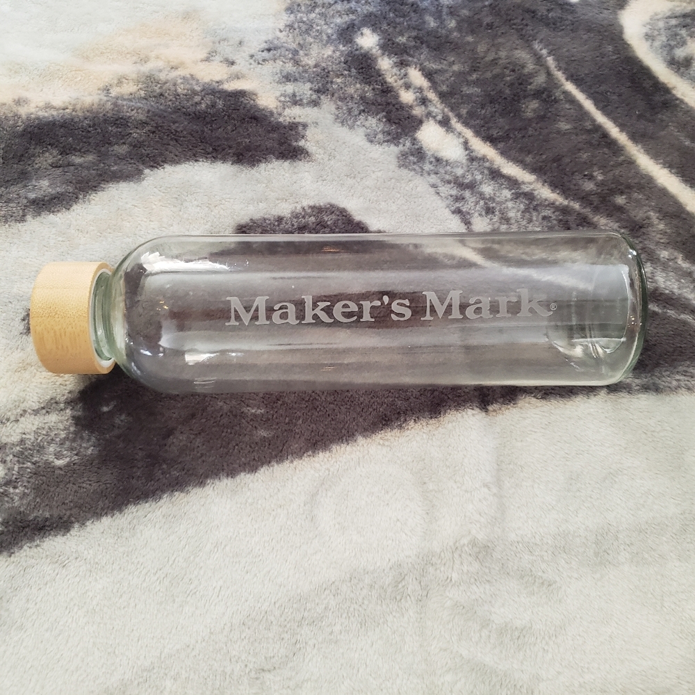 Makers Mark Glass Water Bottle with Bamboo Lid